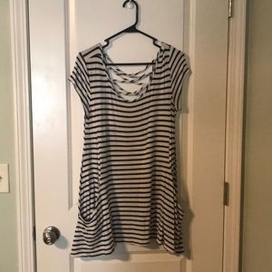 Navy and white striped tunic